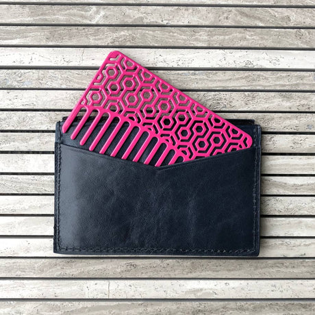 Cerise Hexagon Go-Comb | Metal Wallet-Sized Comb