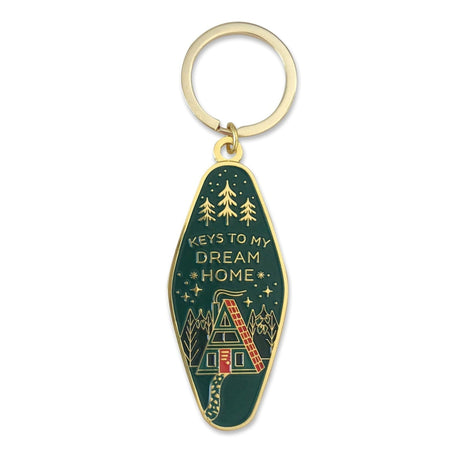 Dream Home Keychain in Gold and Green